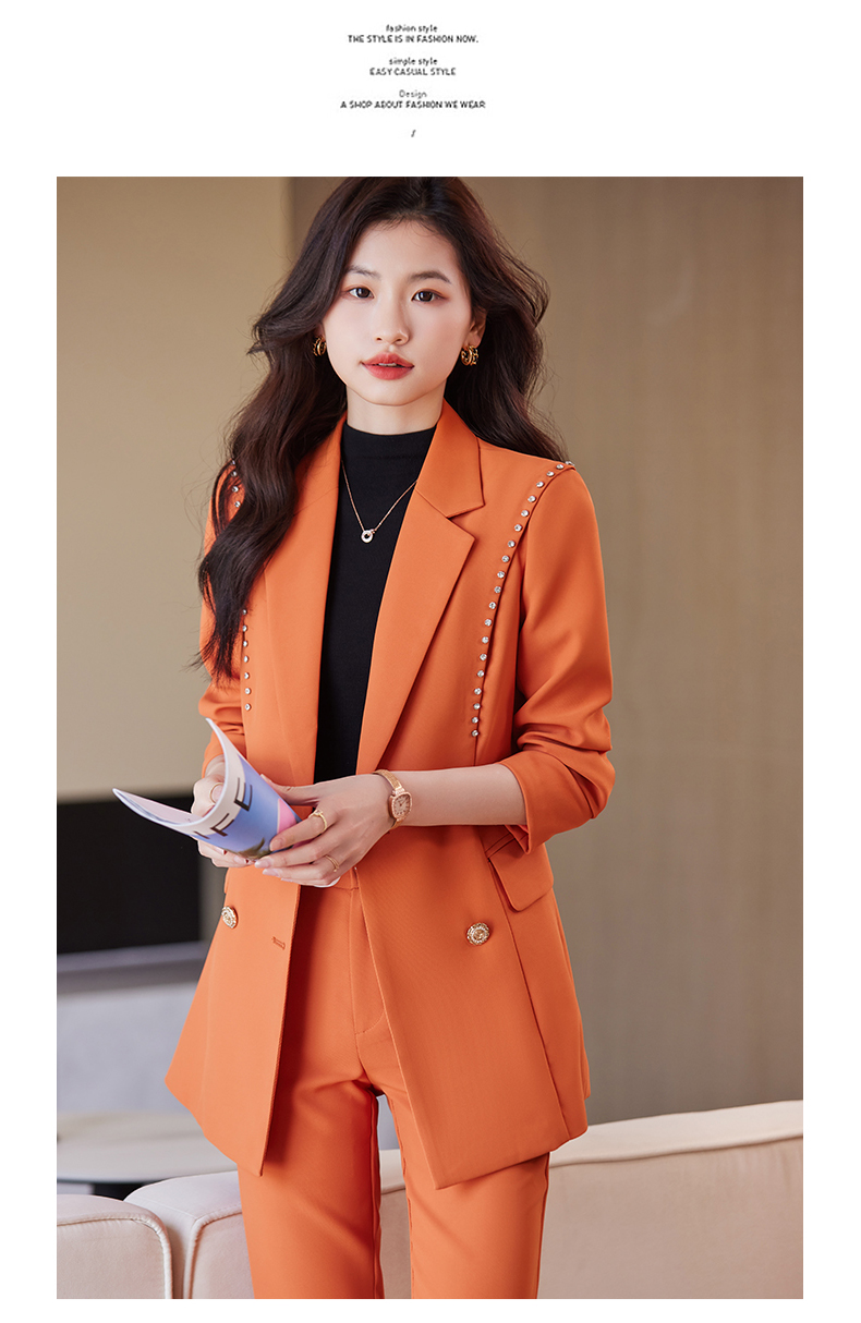 橙色西装外套女秋冬气质职业装正装时尚名媛高级感西服套装工作服