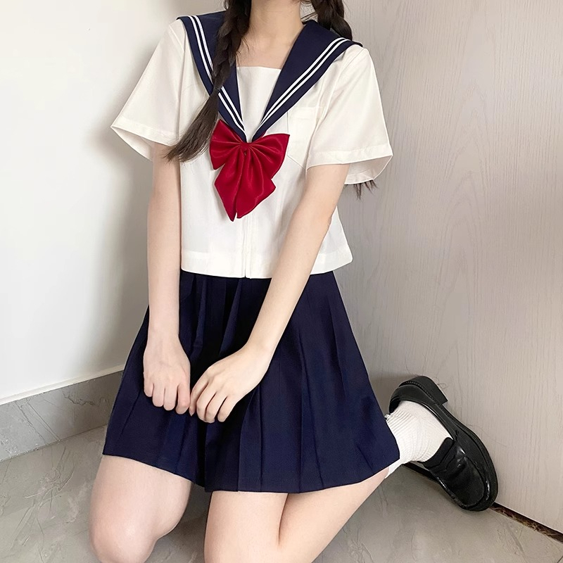 日系正统jk制服裙白三本基础款夏季中间服学院风班服短袖甜妹套装