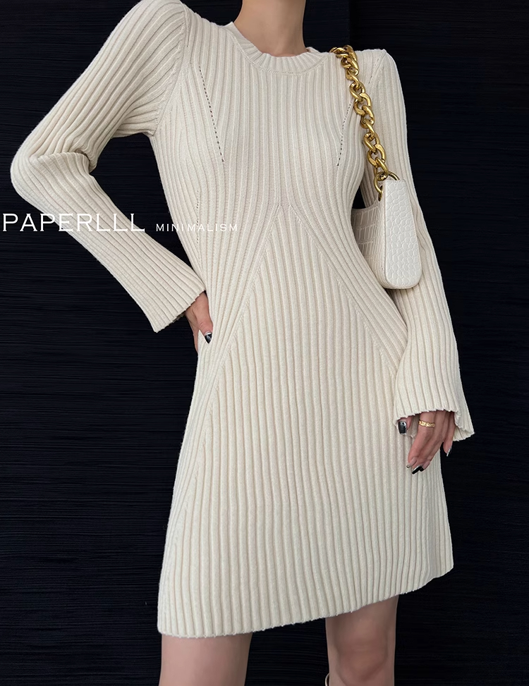 Slim knitted dress for women autumn and winter 2024 new inner layered sweater dress short skirt