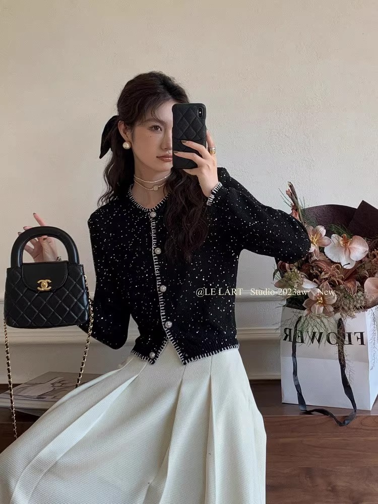 High experience points Tmall original quality #High-end sequined sweater sweater jacket for women