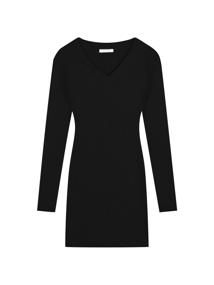 Small knitted long-sleeved dress for women in early autumn 2024 new French style pure lust hot girl hip skirt