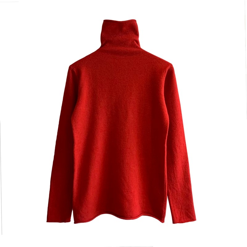 Turtleneck bottoming shirt for women, new autumn and winter  white knitted top, stylish pile collar, slim sweater inner wear