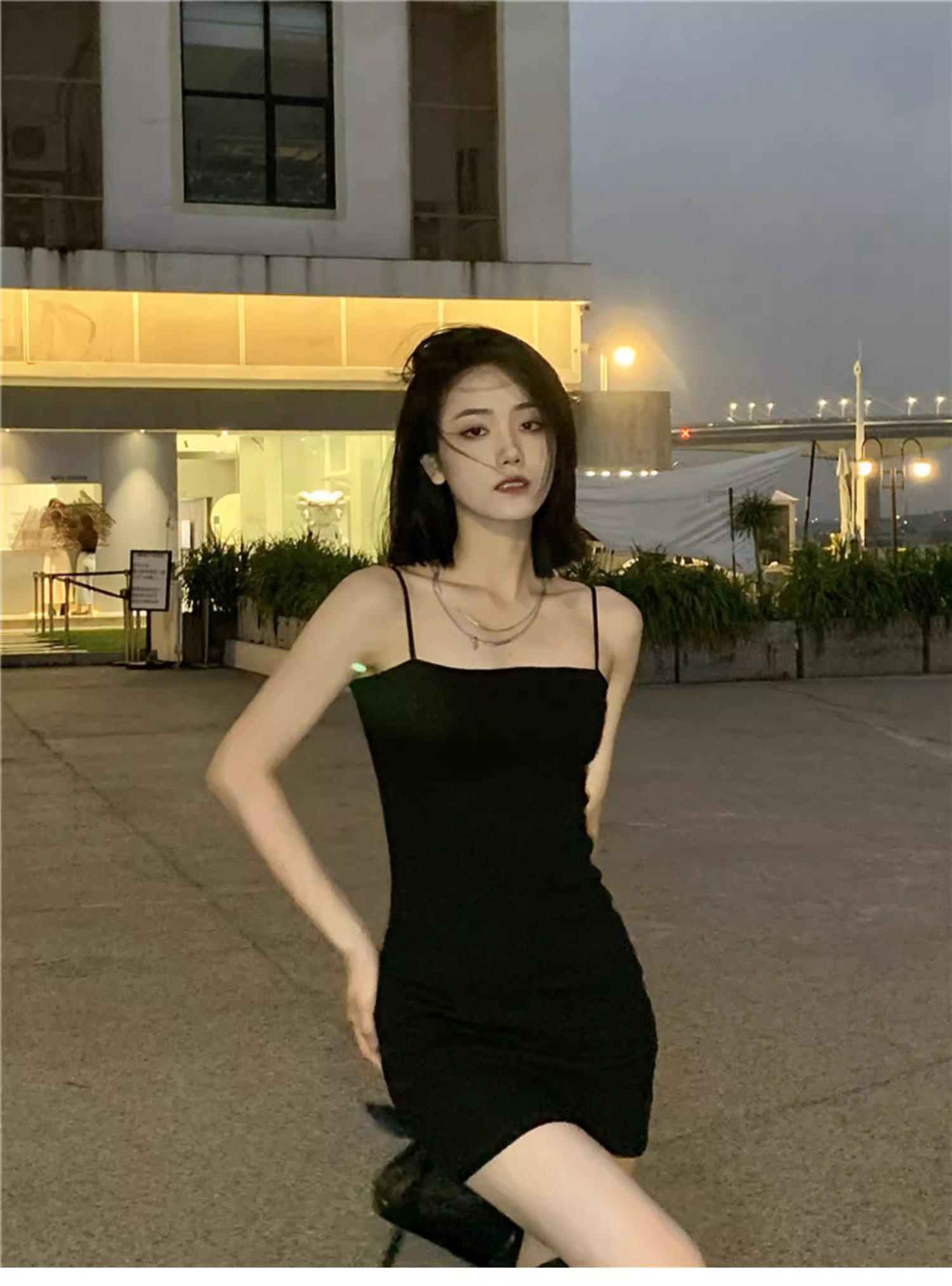 Suspender dress 2024 new style women's spring and summer slim inner bottoming short sexy nightclub hip skirt