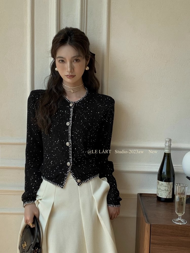 High experience points Tmall original quality #High-end sequined sweater sweater jacket for women