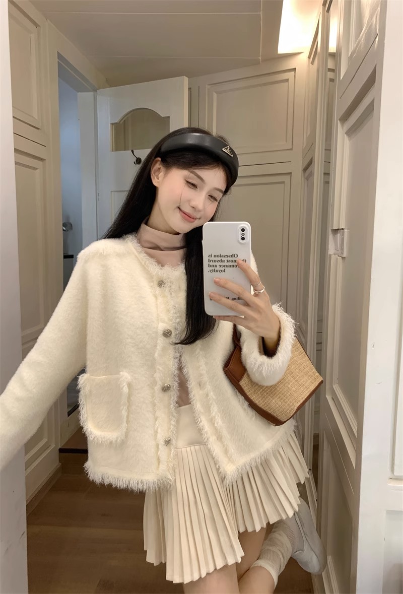 High quality #Tmall original quality high-end niche thickened imitation mink sweater jacket