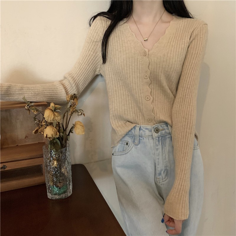 Regular size Tmall quality #loose high-waisted short early autumn knitted cardigan jacket for women