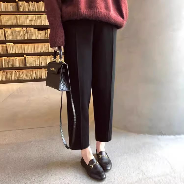 A large number of Tmall quality high-waist drape knitted straight pants loose nine-point carrot pants thickened