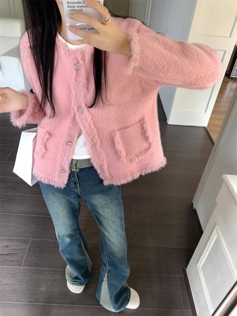 High quality #Tmall original quality high-end niche thickened imitation mink sweater jacket