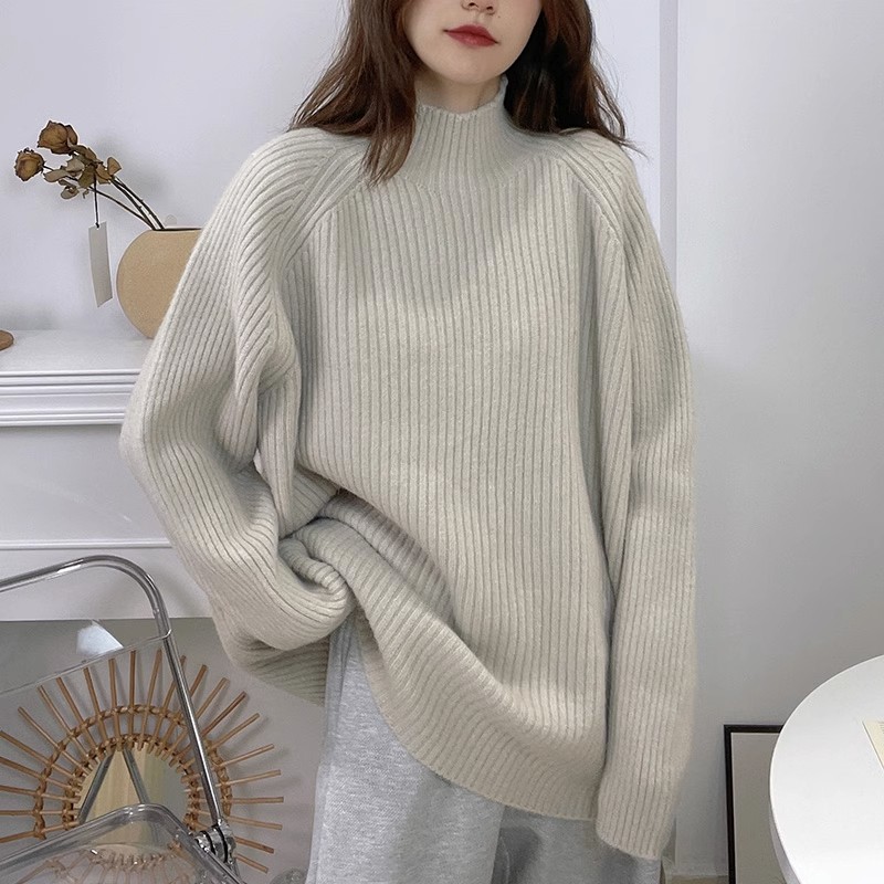 Turtleneck sweater women's pullover loose large size lazy style top thickened long-sleeved Korean style sweater new autumn and winter style