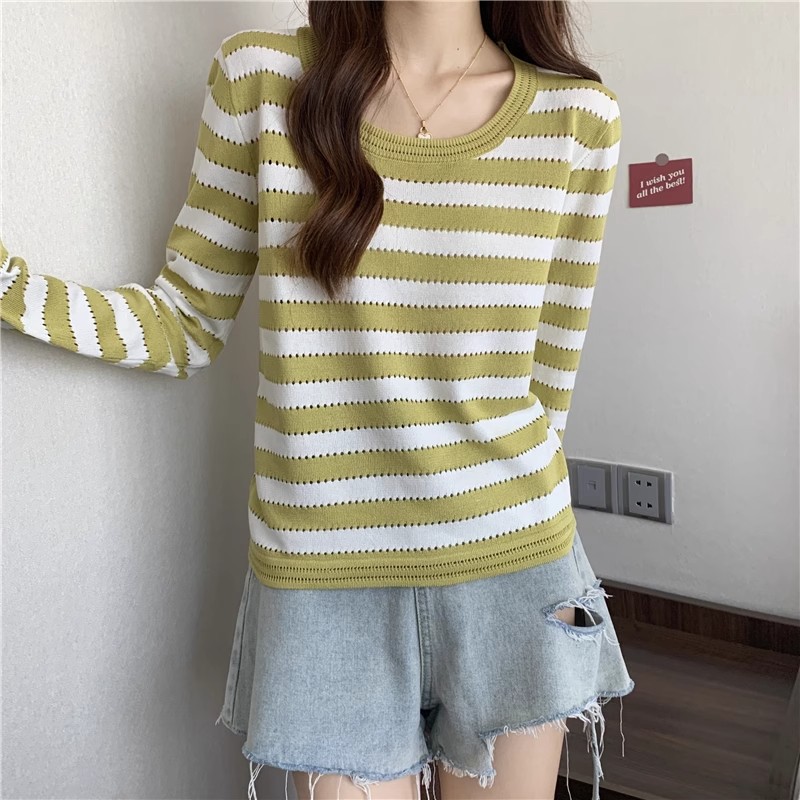 Patterned knitted sweater for women  new autumn and winter new bottoming sweater with slim fit early autumn long-sleeved top