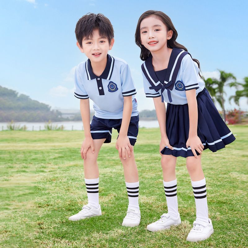 海军风幼儿园夏装小学生运动班服套装儿童毕业照服装夏天短袖校服