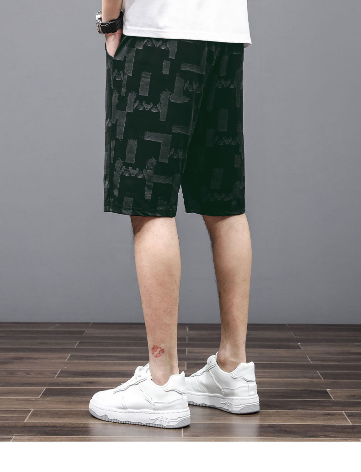 Summer casual shorts for men, loose, straight, trendy Korean style printed 5-point pants, trendy brand, versatile 5-point pants for men