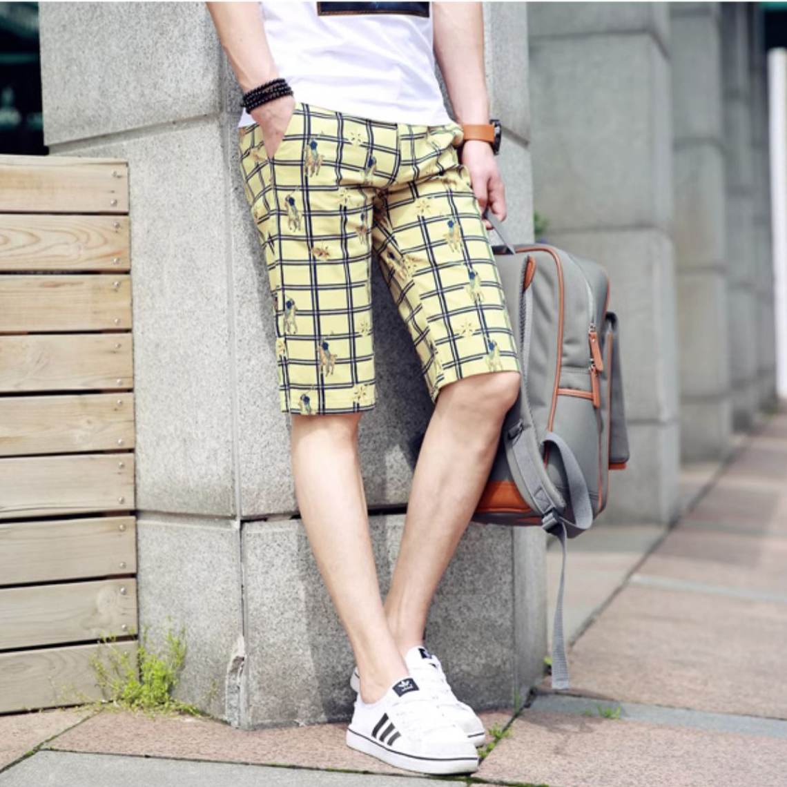 New trendy brand overalls for men, casual, versatile, straight, loose, three-quarter length shorts, fashionable mid-pants