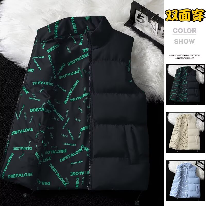 Can be returned and exchanged in second batch, new autumn and winter double-sided wearable warm vest, trendy niche design men's jacket