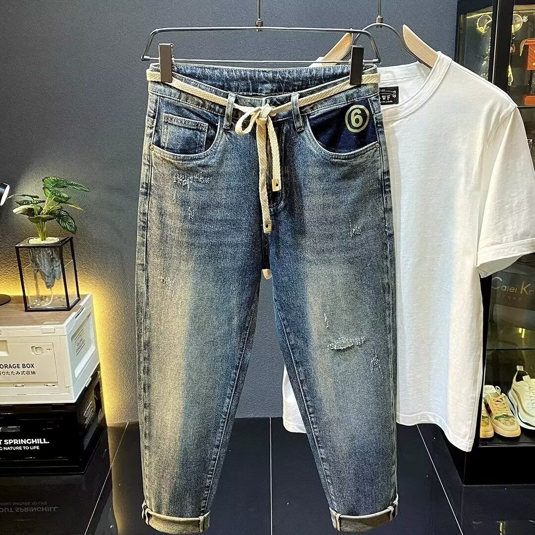 Can be returned or exchanged in second batch, spring and autumn trendy brand jeans, slightly loose, versatile, harem, small feet, casual handsome long pants