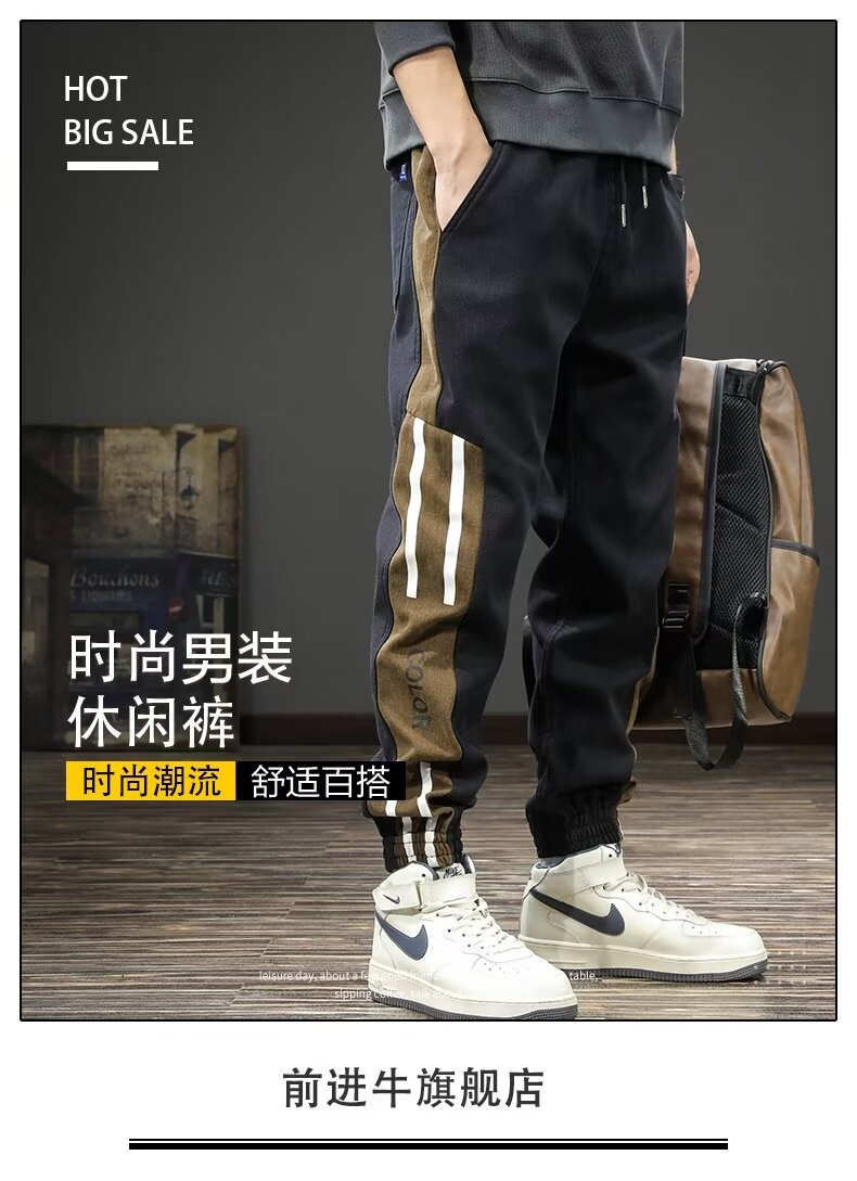 Can be returned and exchanged in second batch, versatile casual pants for men, loose straight casual pants, men's leggings pants, Hong Kong fashion men's pants