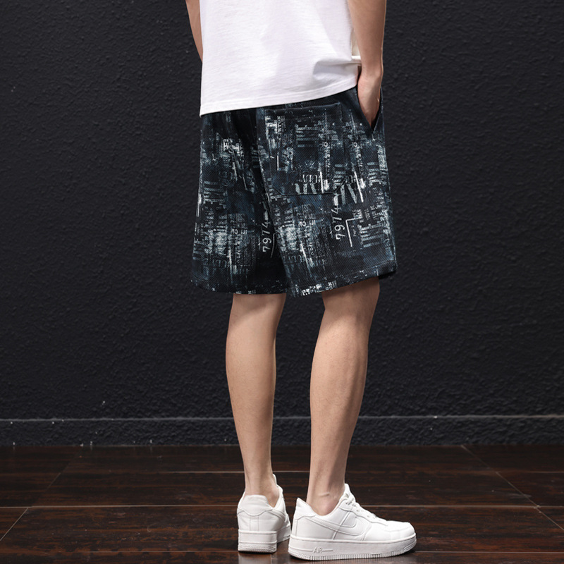 Summer new casual pants men's shorts fashion trend all-match men's flower pants mid-pants