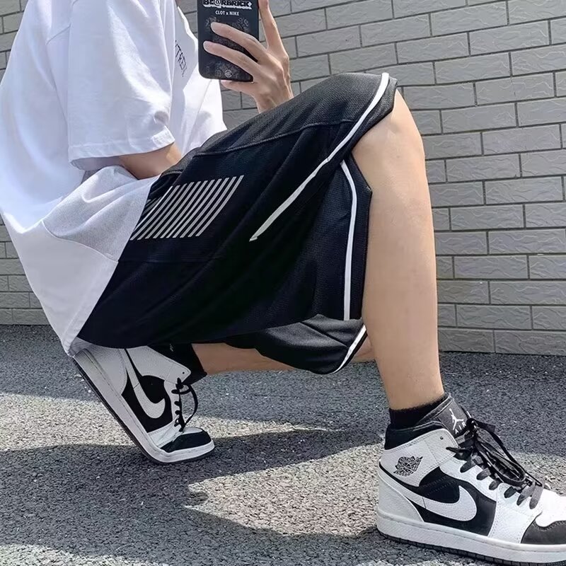 Basketball sweatpants men's 2024 summer new casual five-point pants students Korean style loose shorts