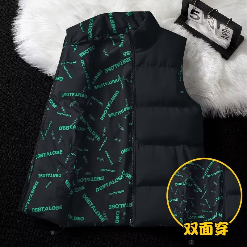 Can be returned and exchanged in second batch, new autumn and winter double-sided wearable warm vest, trendy niche design men's jacket