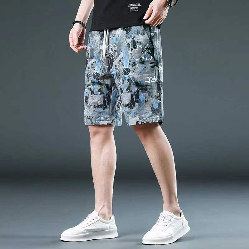 Summer new fashion trendy shorts men's shorts trendy brand popular denim jacquard shorts