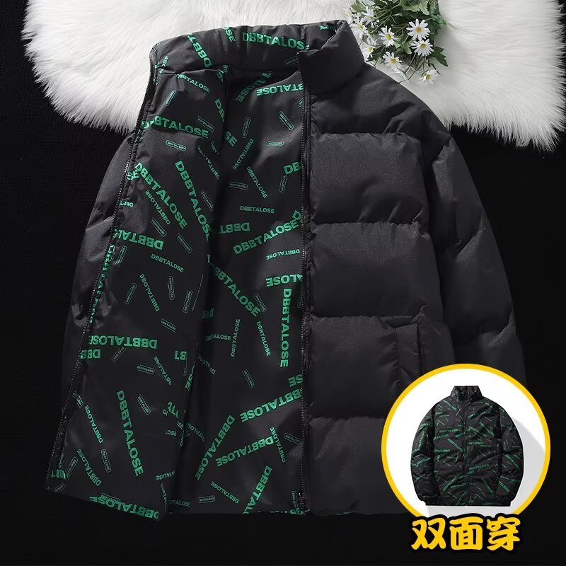 Can be returned or exchanged in second batch, winter warm and thickened trendy large size loose stand-up collar casual versatile cotton coat jacket