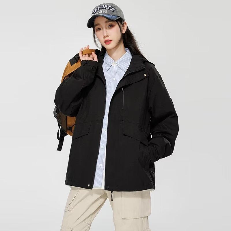 Autumn Jacket New Couple Style Windproof and Waterproof Outdoor Casual Hooded Jacket Trendy Brand Loose Jacket