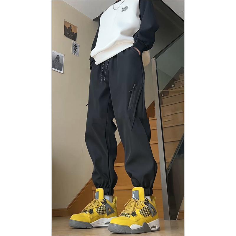 Can be returned and exchanged in second batch, winter warm waterproof jacket men's side zipper leggings pants, American high street pants