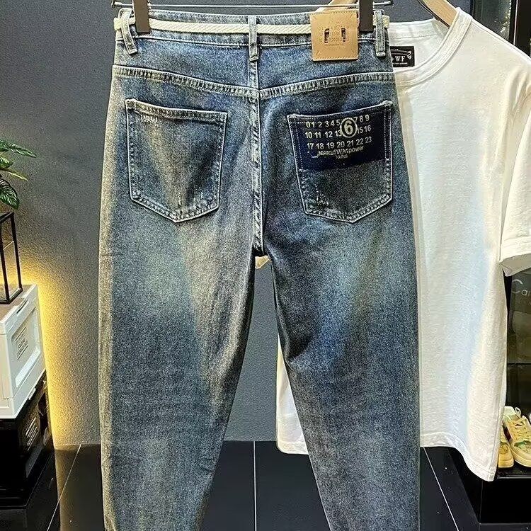 Can be returned or exchanged in second batch, spring and autumn trendy brand jeans, slightly loose, versatile, harem, small feet, casual handsome long pants