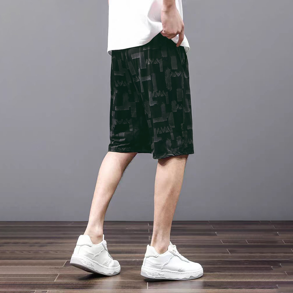 Summer casual shorts for men, loose, straight, trendy Korean style printed 5-point pants, trendy brand, versatile 5-point pants for men