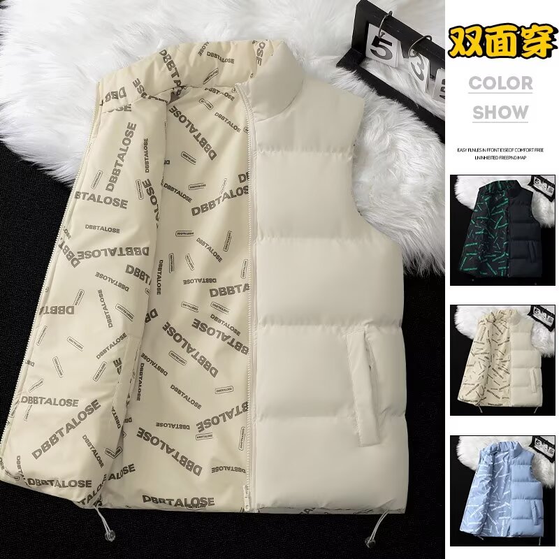 Can be returned and exchanged in second batch, new autumn and winter double-sided wearable warm vest, trendy niche design men's jacket