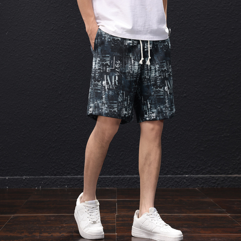 Summer new casual pants men's shorts fashion trend all-match men's flower pants mid-pants