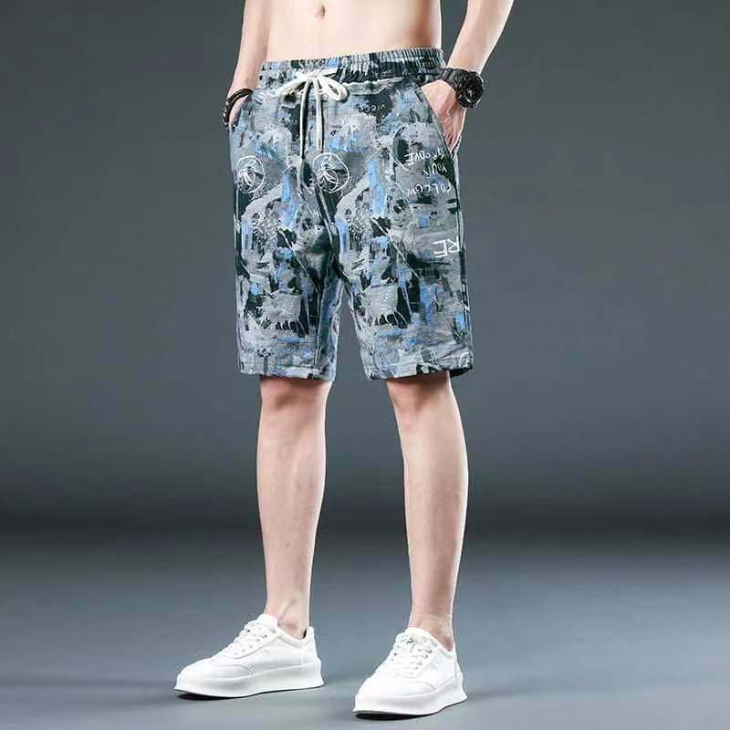 Summer new fashion trendy shorts men's shorts trendy brand popular denim jacquard shorts