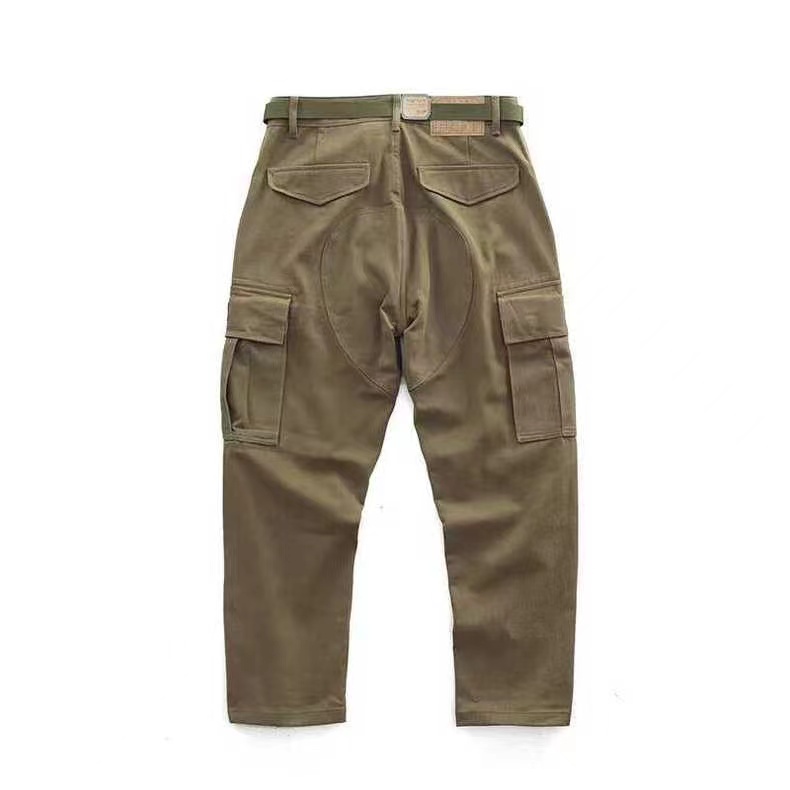 Can be returned and exchanged in second batch, pure cotton spring and autumn wear-resistant breathable loose straight multi-pocket men's thickened overalls outdoor pants