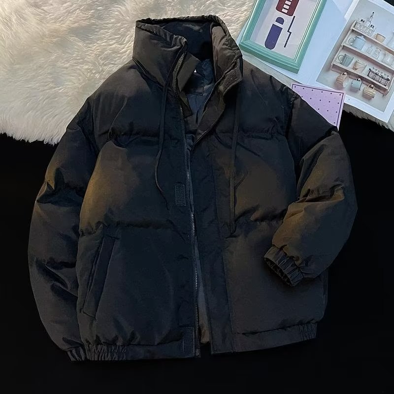 Can be returned or exchanged in second batch. Winter high-quality warm cotton coat, outdoor windproof, trendy hoodless casual loose jacket.