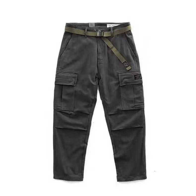 Can be returned and exchanged in second batch, pure cotton spring and autumn wear-resistant breathable loose straight multi-pocket men's thickened overalls outdoor pants