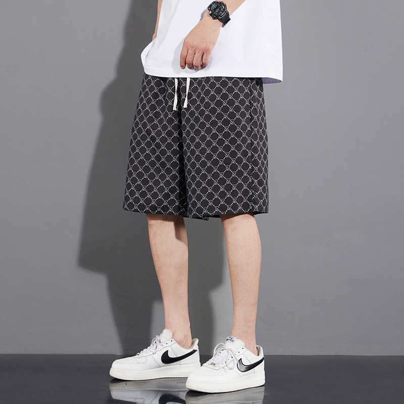 Men's casual shorts straight Korean style trendy summer thin men's mid-pants trendy brand five-point sweatpants