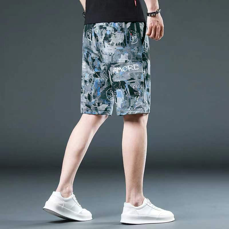 Summer new fashion trendy shorts men's shorts trendy brand popular denim jacquard shorts