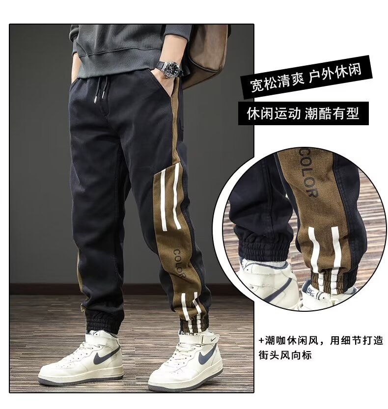 Can be returned and exchanged in second batch, versatile casual pants for men, loose straight casual pants, men's leggings pants, Hong Kong fashion men's pants