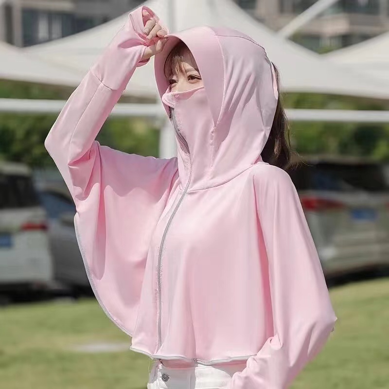 Can be returned or exchanged in second batch. Summer ice silk sun protection clothing for women. Long-sleeved hooded thin coat. Loose, versatile and slim.