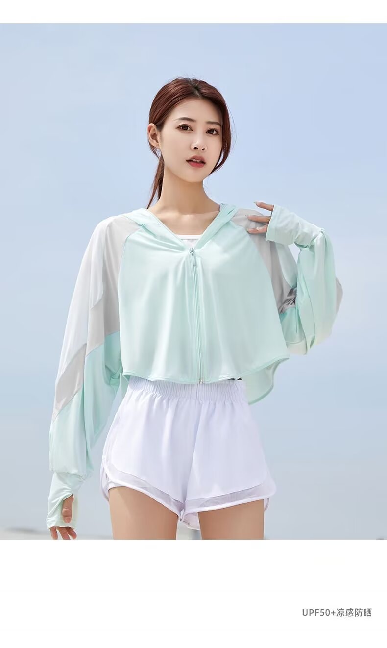 Can be returned and exchanged in second batch, women's summer outdoor cycling anti-UV long-sleeved sun protection clothing, breathable and thin