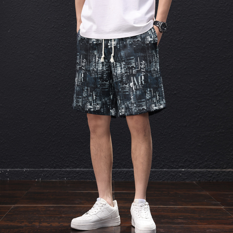 Summer new casual pants men's shorts fashion trend all-match men's flower pants mid-pants