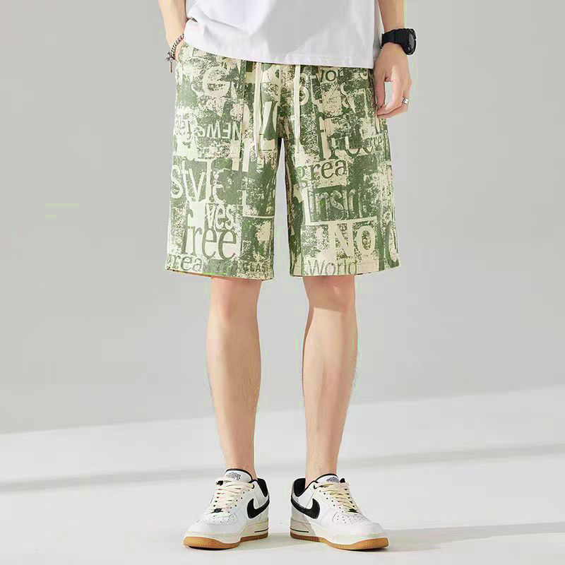 Summer new casual pants men's shorts fashion trend all-match men's flower pants mid-pants