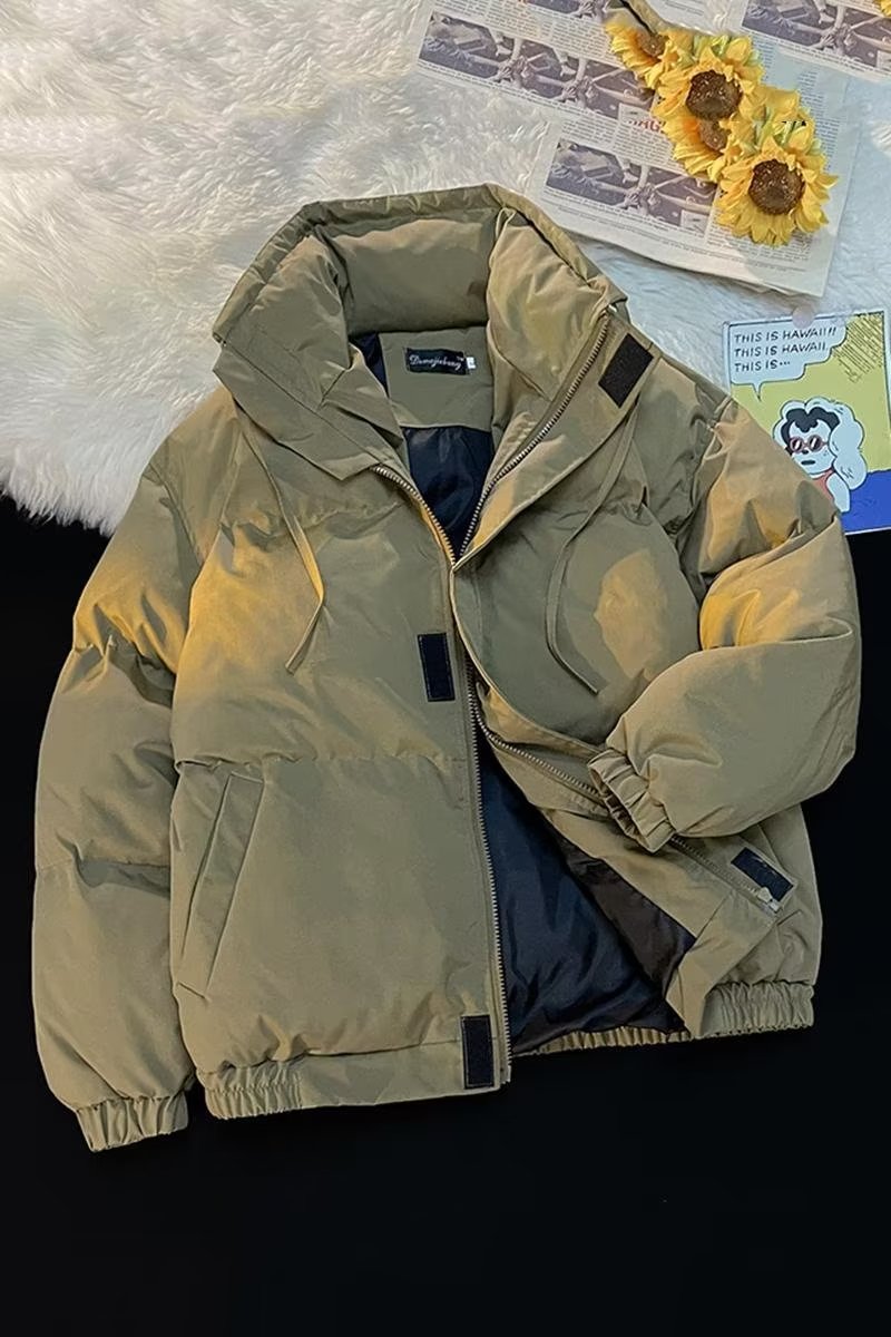 Can be returned or exchanged in second batch. Winter high-quality warm cotton coat, outdoor windproof, trendy hoodless casual loose jacket.