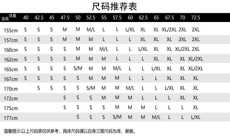 女生标准尺码对照表图片