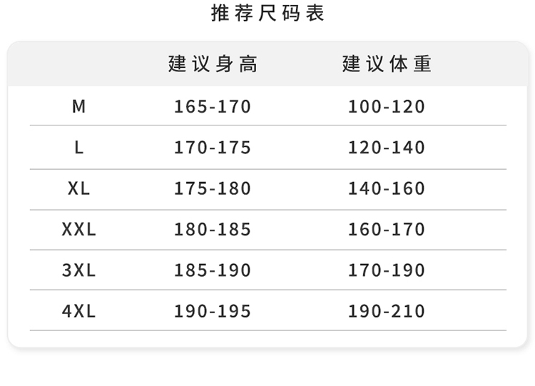 五分裤尺码对照表图片