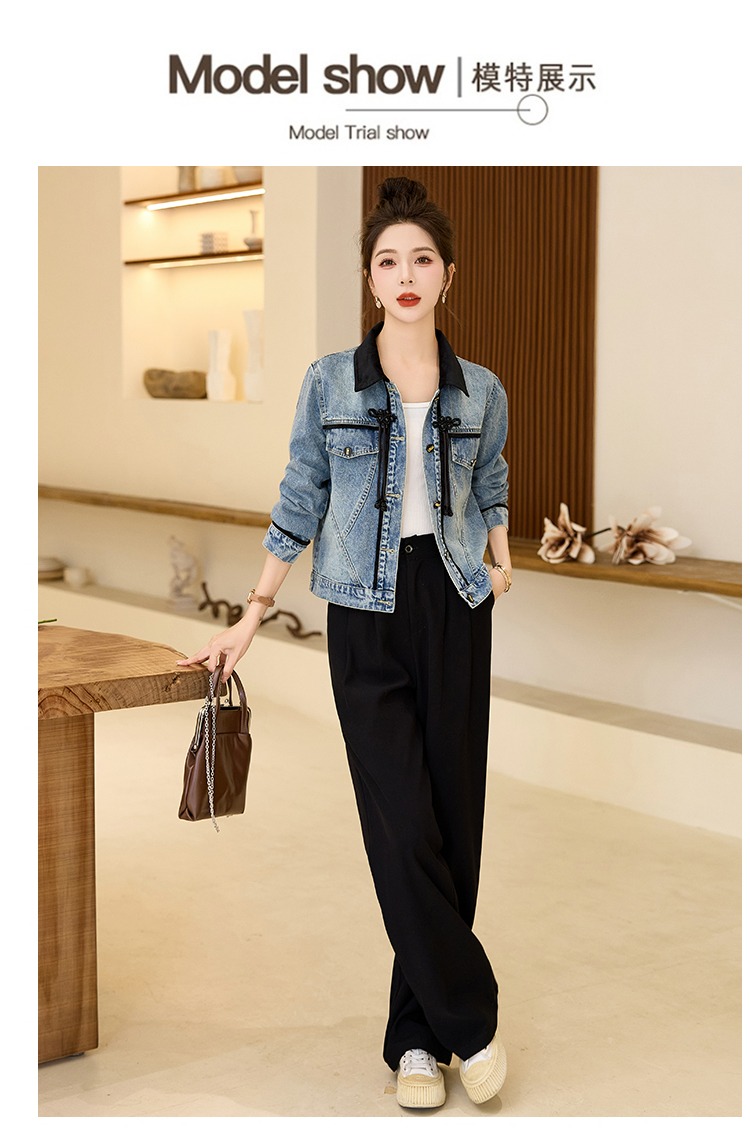 新中式国风牛仔外套女春季新款别致流行复古小个子短款牛仔衣 