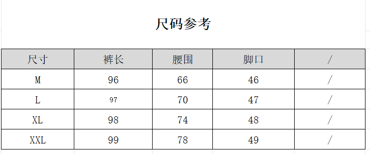 女裤欧码对照表图片