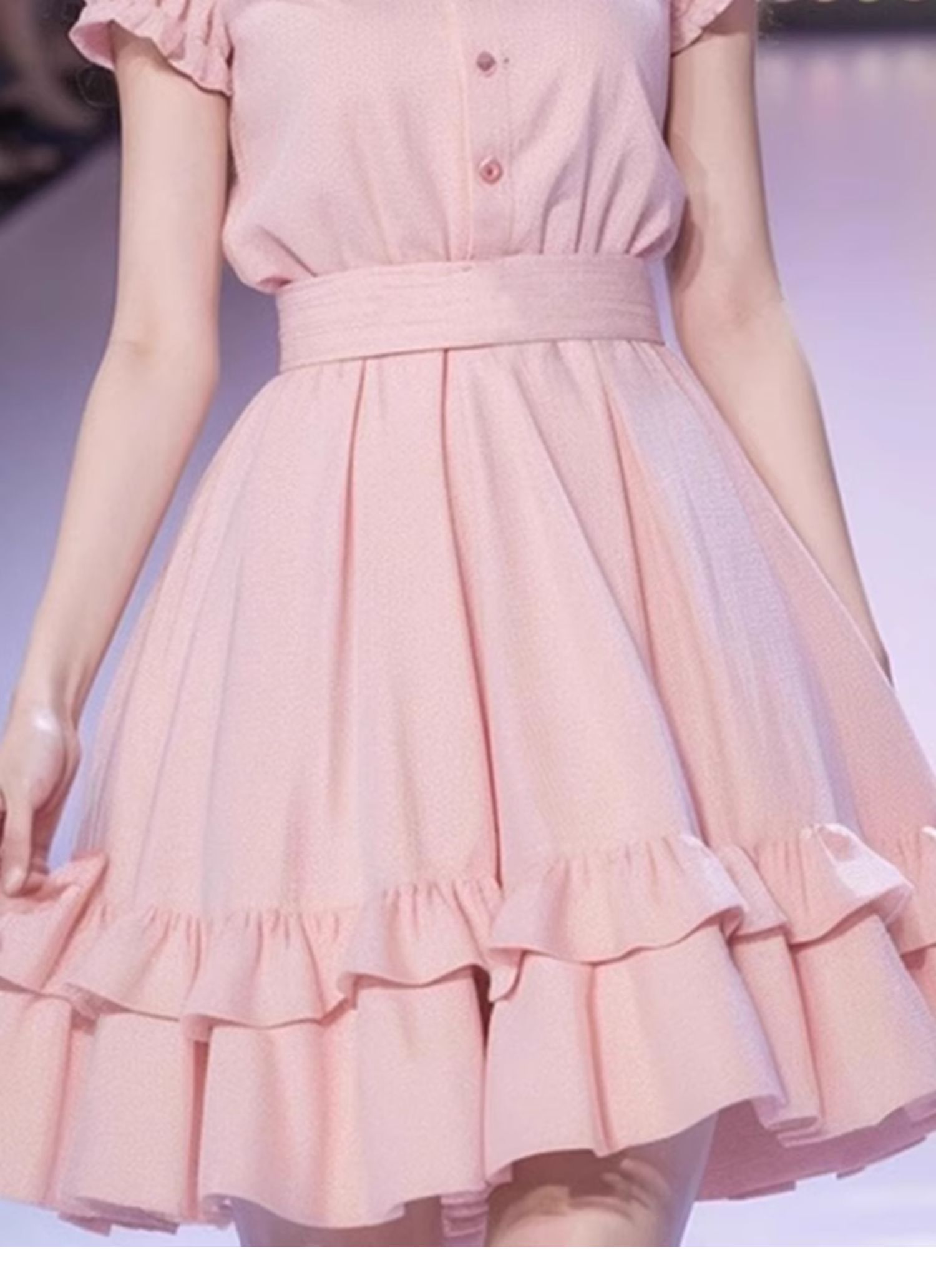 多巴胺穿搭气质超好看粉色翻领短袖连衣裙2024夏季新款绝美小裙