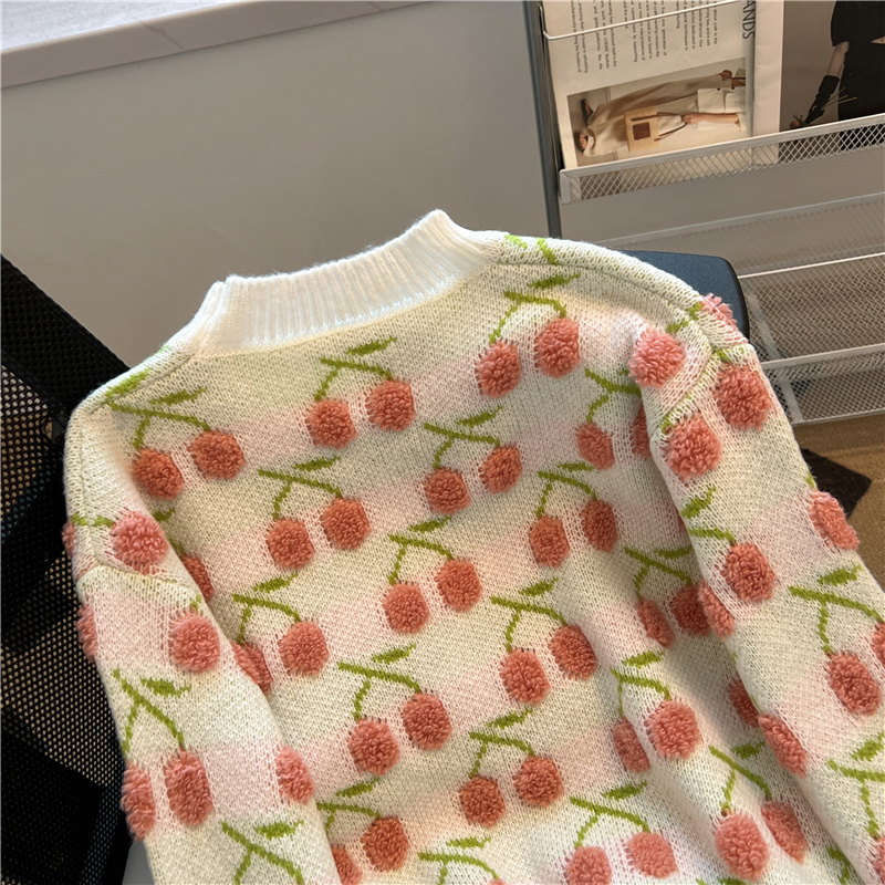 毛衣上绣樱桃图案图解图片