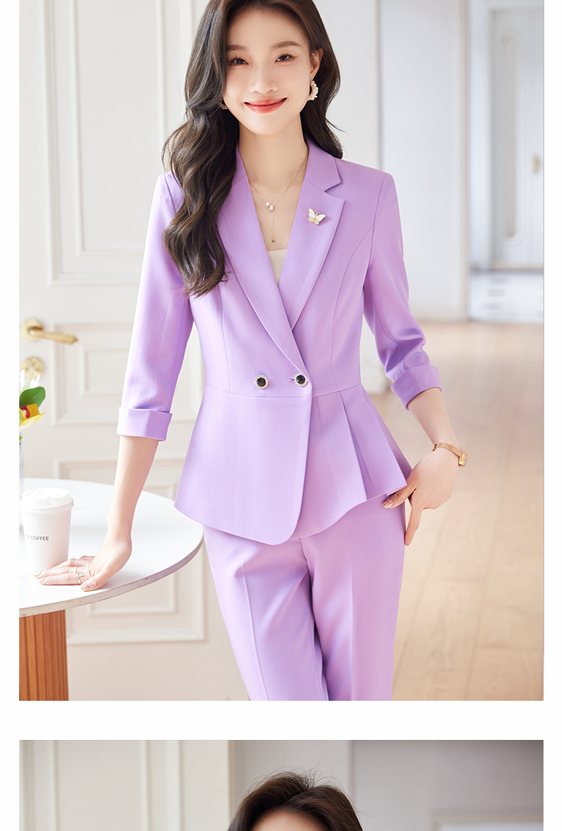 高级感时尚紫色西装外套女2024春季新款女神范显瘦气质小个子套